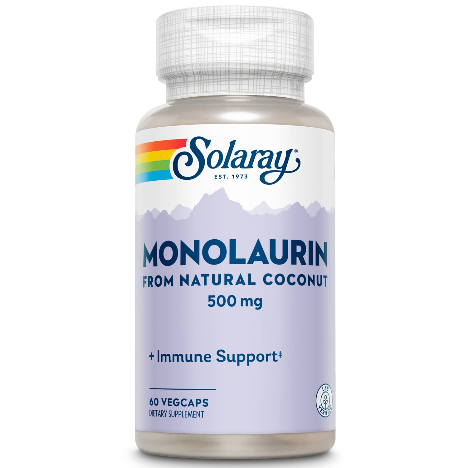 SOLARAY Monolaurin 500mg capsule for daily nutritive support.