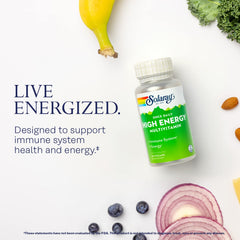 Solaray multivitamin label close-up emphasizing complete vitamin complex.