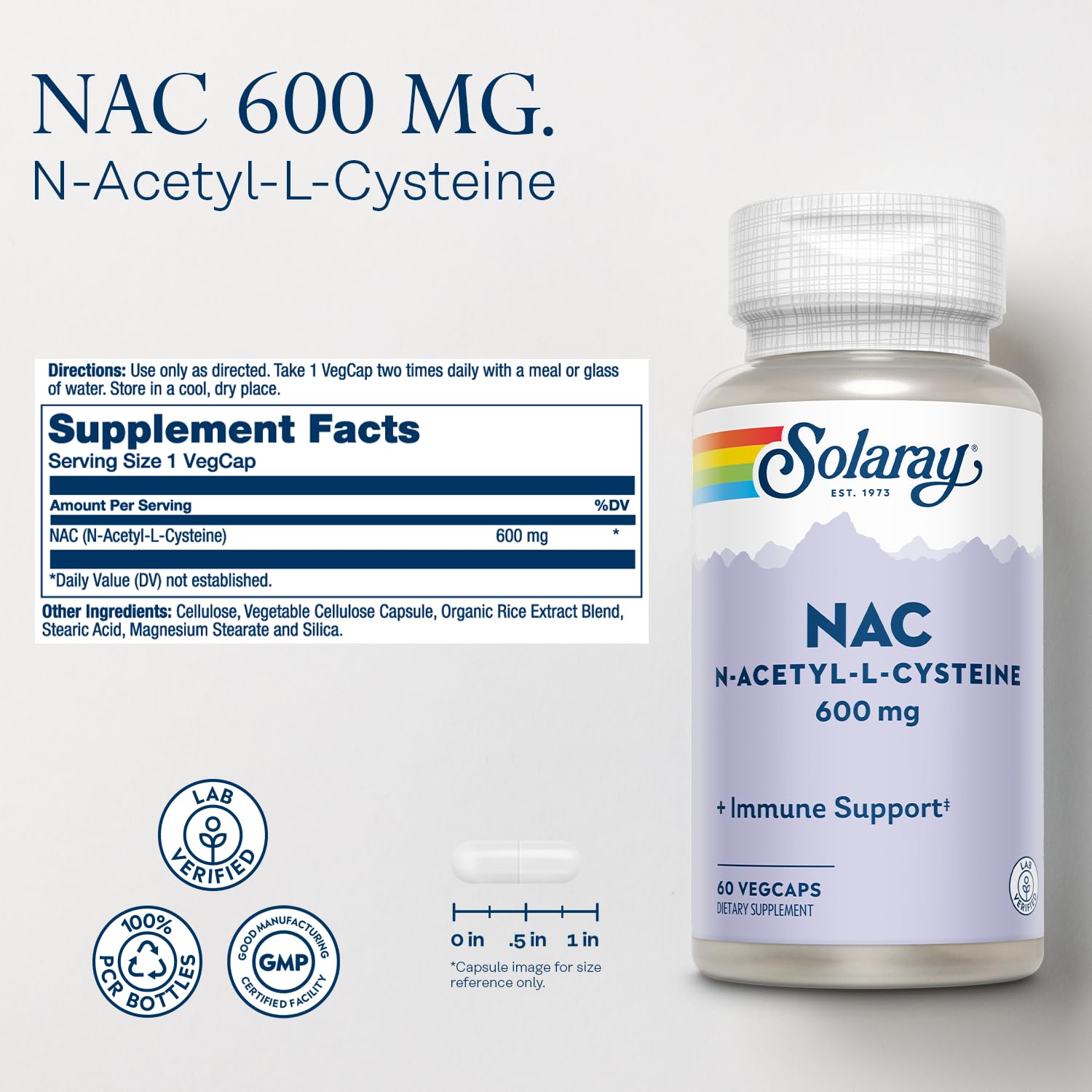 SOLARAY NAC VegCap close-up for convenient daily capsule.