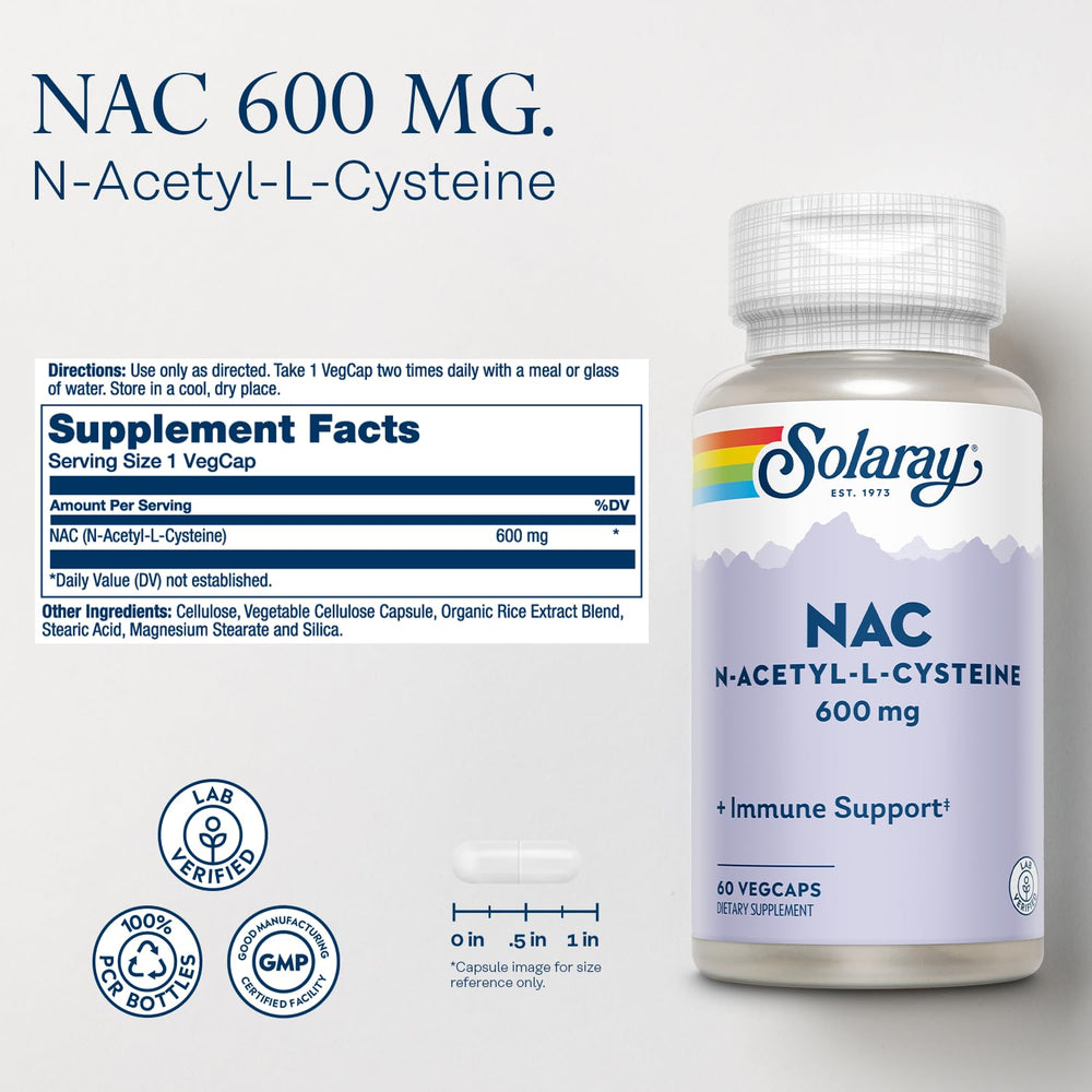 SOLARAY NAC VegCap close-up for convenient daily capsule.