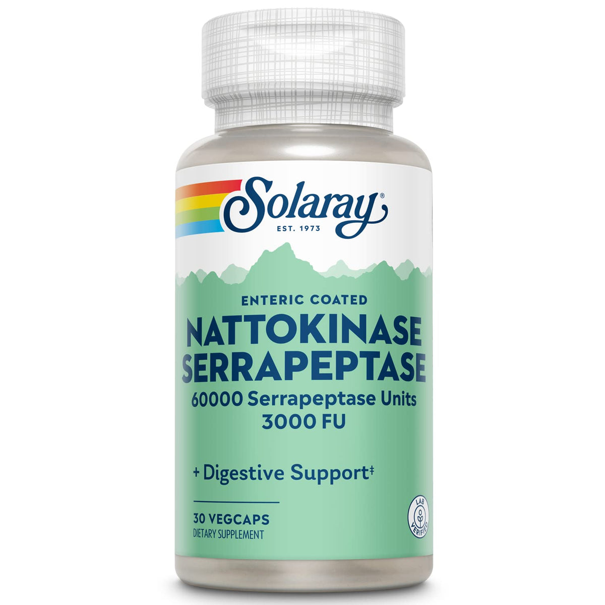 SOLARAY nattokinase-serrapeptase capsules packshot highlighting circulation support