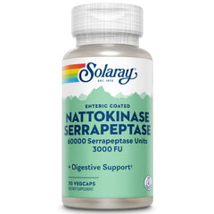 SOLARAY nattokinase-serrapeptase capsules packshot highlighting circulation support
