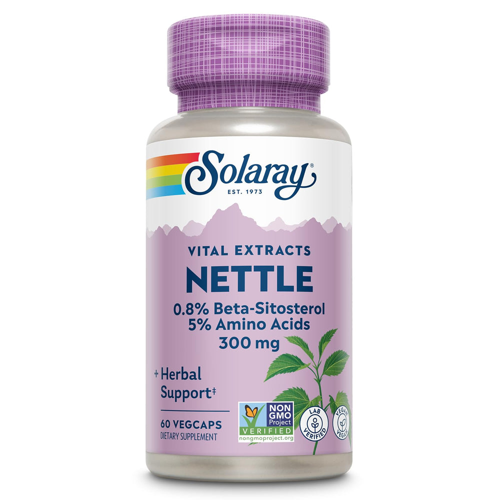 Solaray nettle root extract bottle, suggesting urinary support.