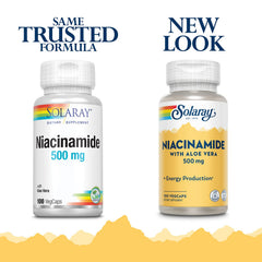 SOLARAY Niacinamide capsules pack for daily vegan, non-GMO B3