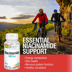 SOLARAY Niacinamide product emphasizing circulation and nervous system support