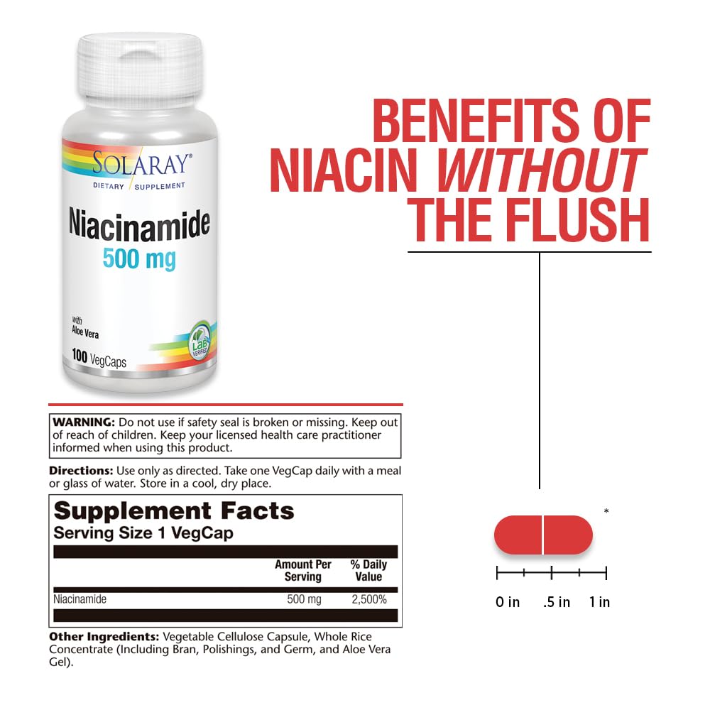 SOLARAY Niacinamide capsules supporting energy metabolism and nervous system function