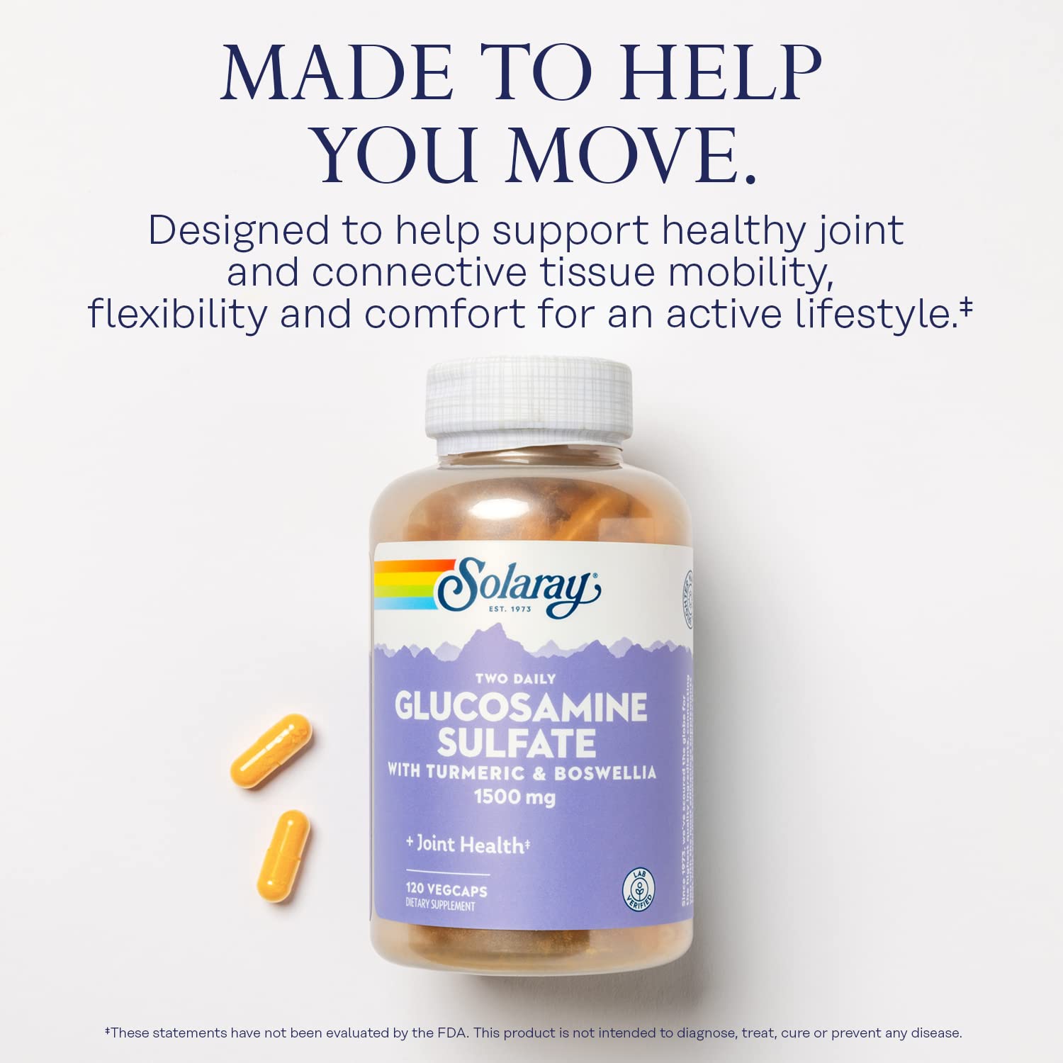 Solaray Non-GMO and lab-verified label communicates potency and purity.