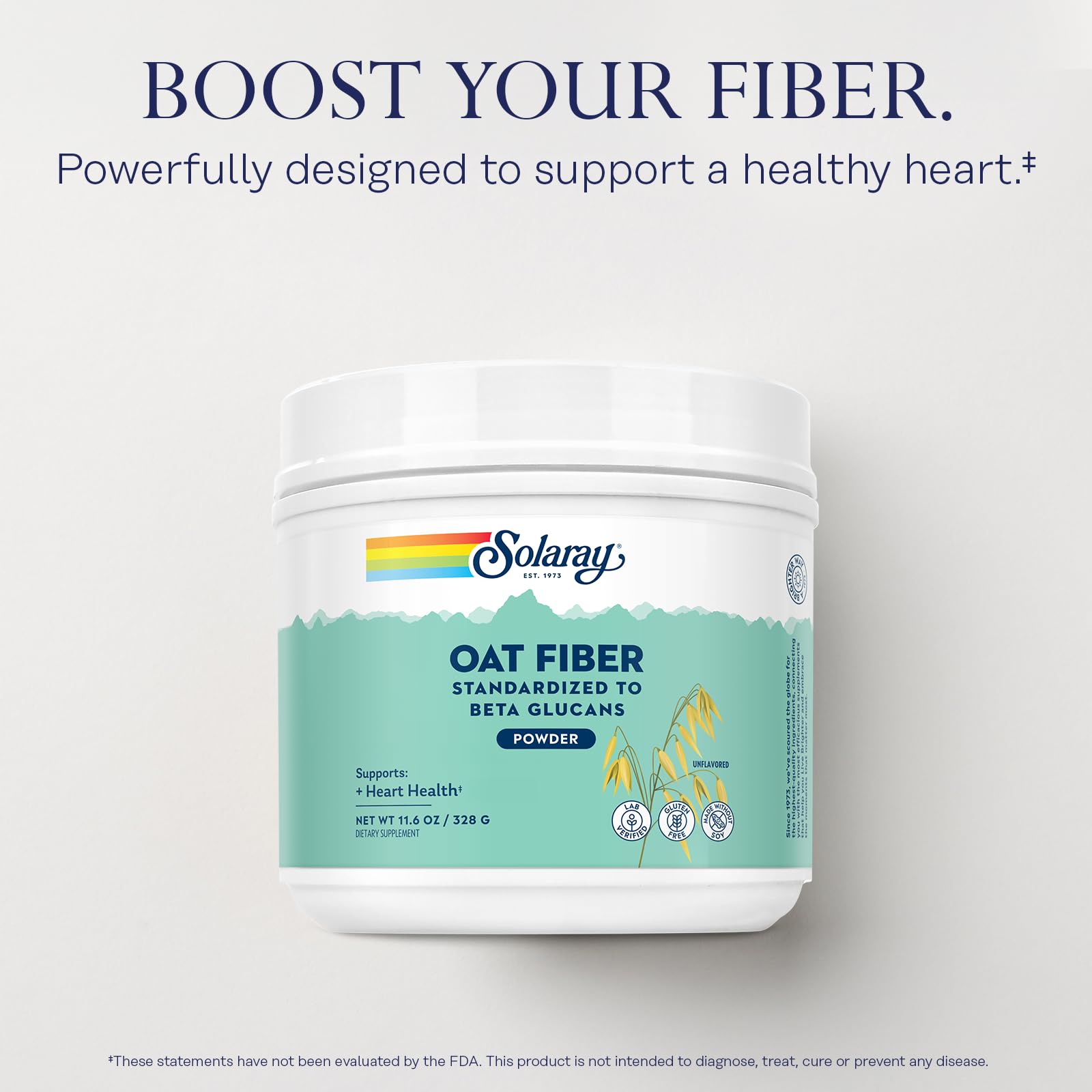 Solaray Oat Fiber being stirred into a smoothie for extra fiber and texture.