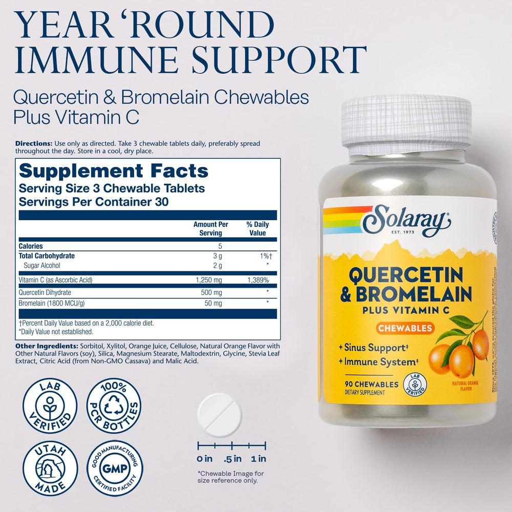 SOLARAY orange-flavor chewables close-up highlighting tasty daily supplement