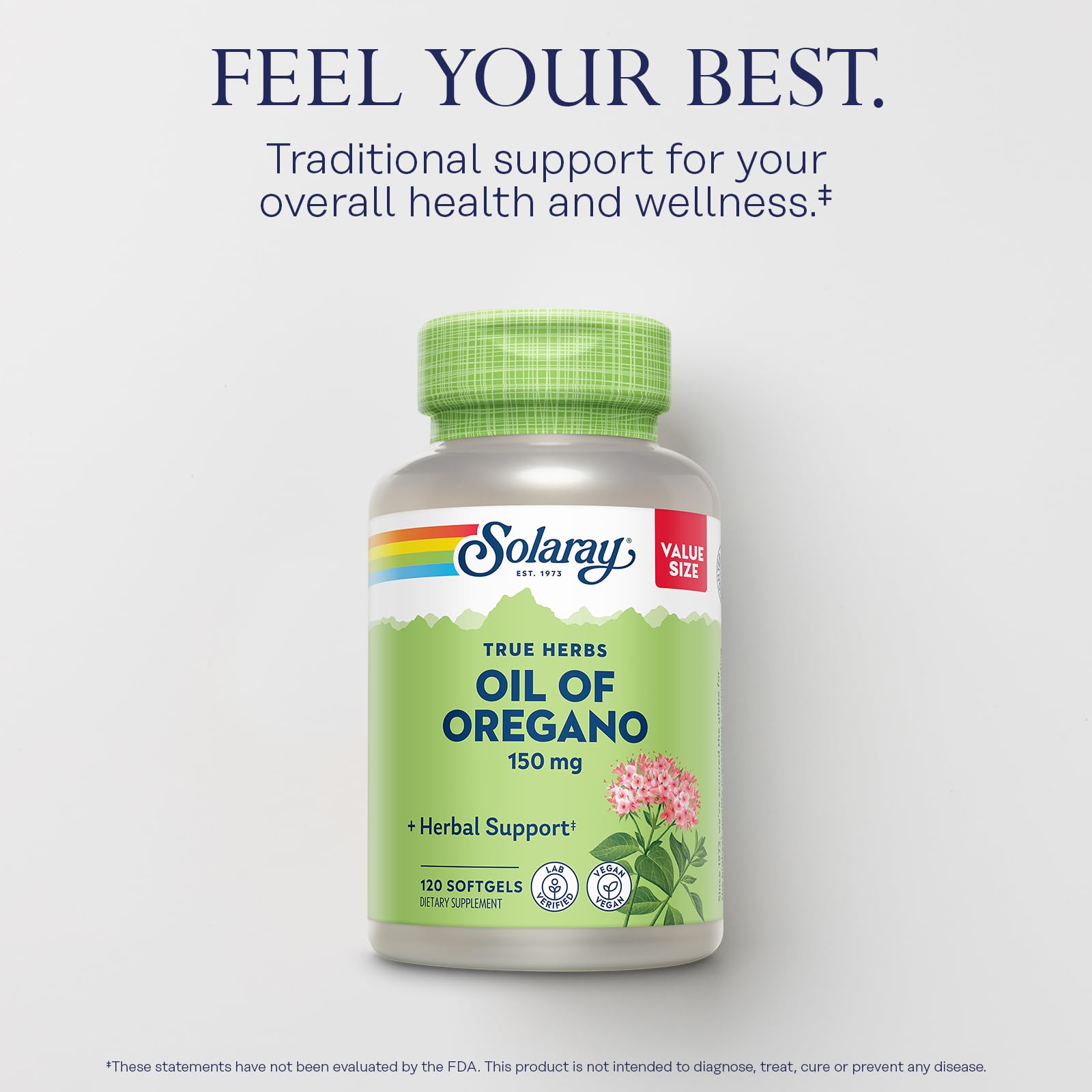 SOLARAY oregano oil 150 mg softgel supports year-round wellness potential.