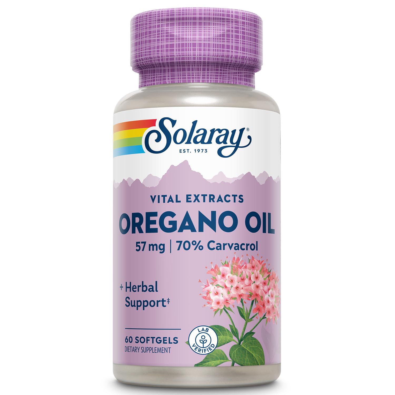SOLARAY Oregano Oil softgels bottle for convenient daily wellness support.