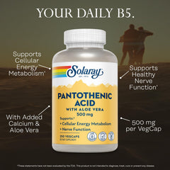 SOLARAY Pantothenic Acid ingredients calcium pantothenate display calcium support