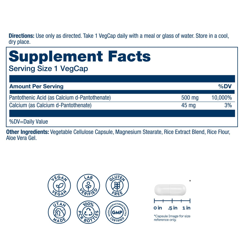 SOLARAY Pantothenic Acid VegCap shown for easy daily B vitamin intake