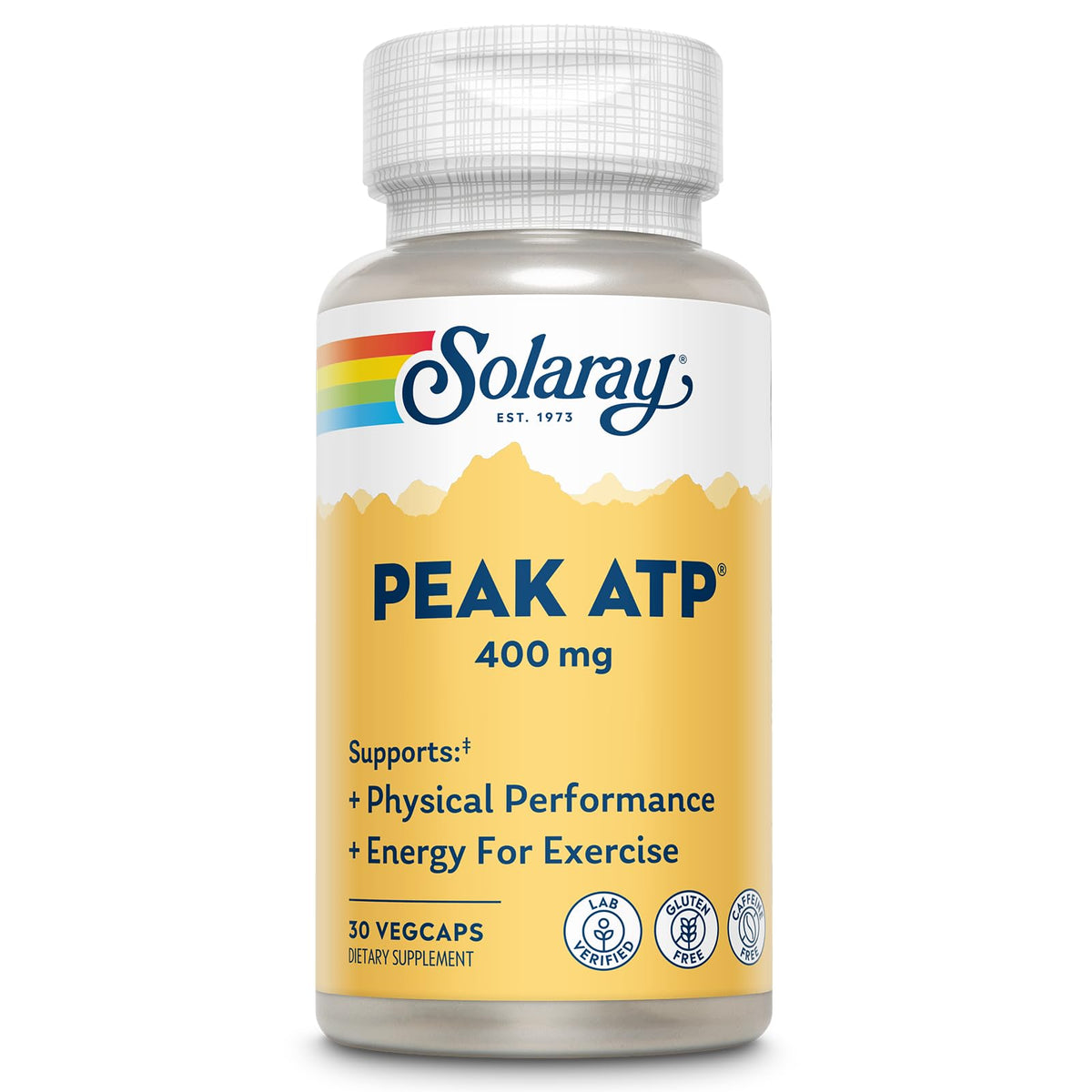 SOLARAY Peak ATP 400mg bottle front for clean, non-stim energy support