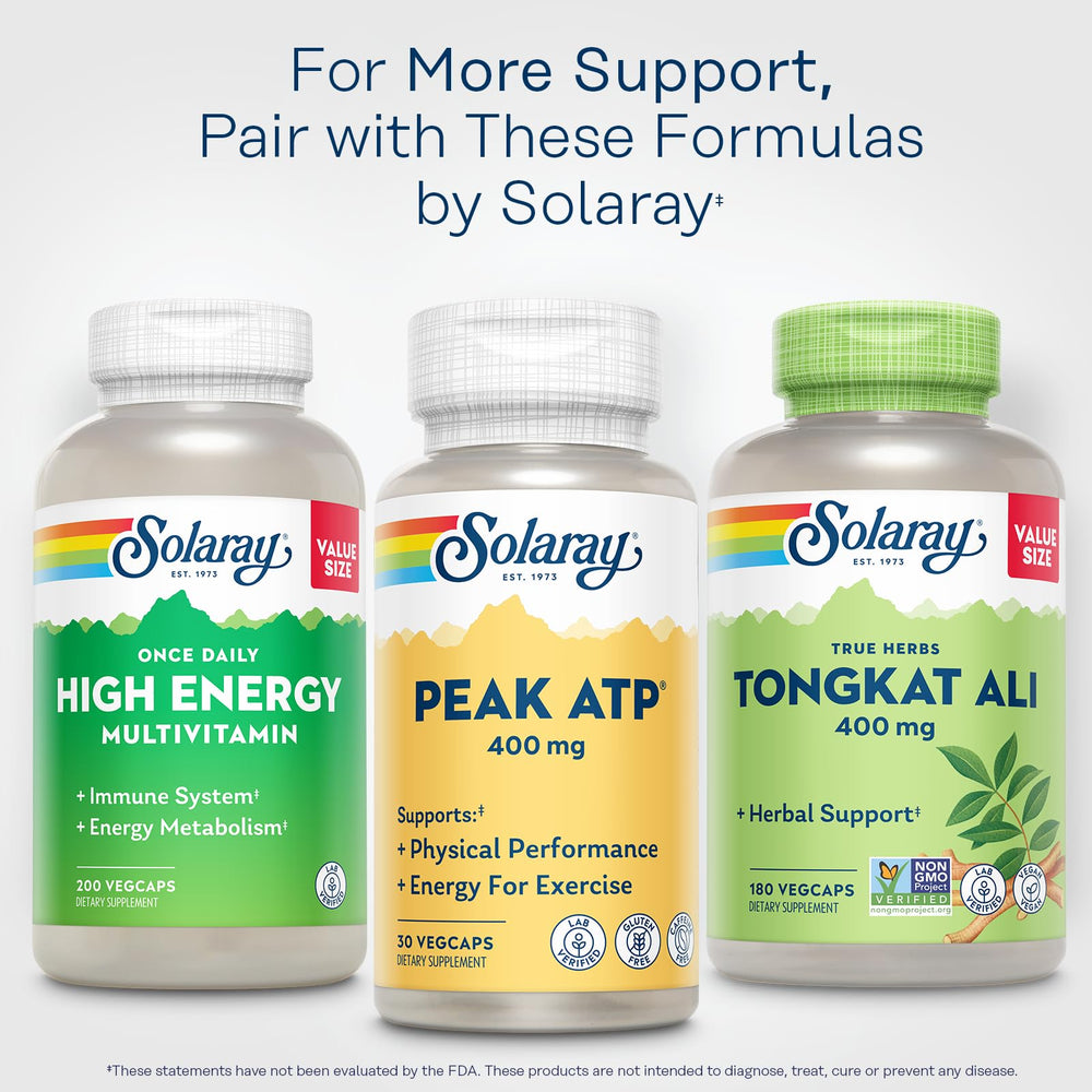 SOLARAY Peak ATP bottle with active user during workout scenario