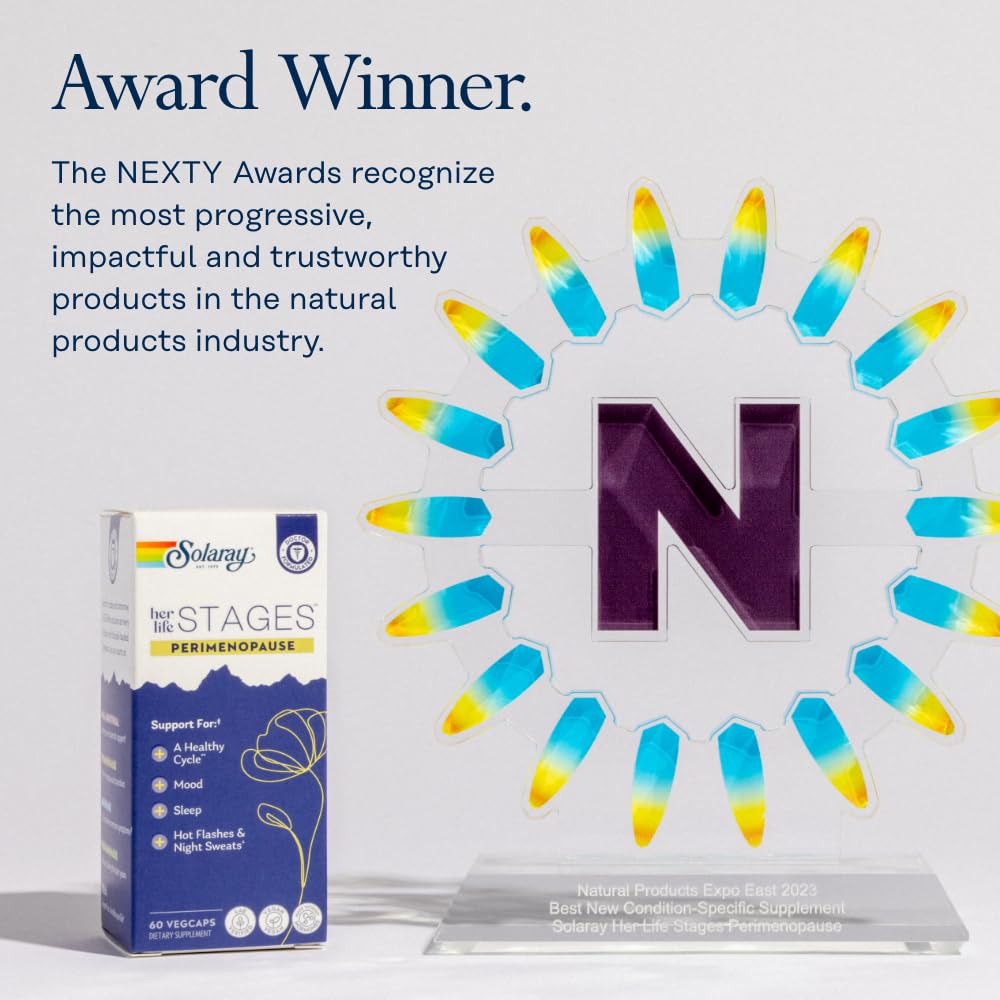 SOLARAY Life Stages vegan and plant-based perimenopause support icons