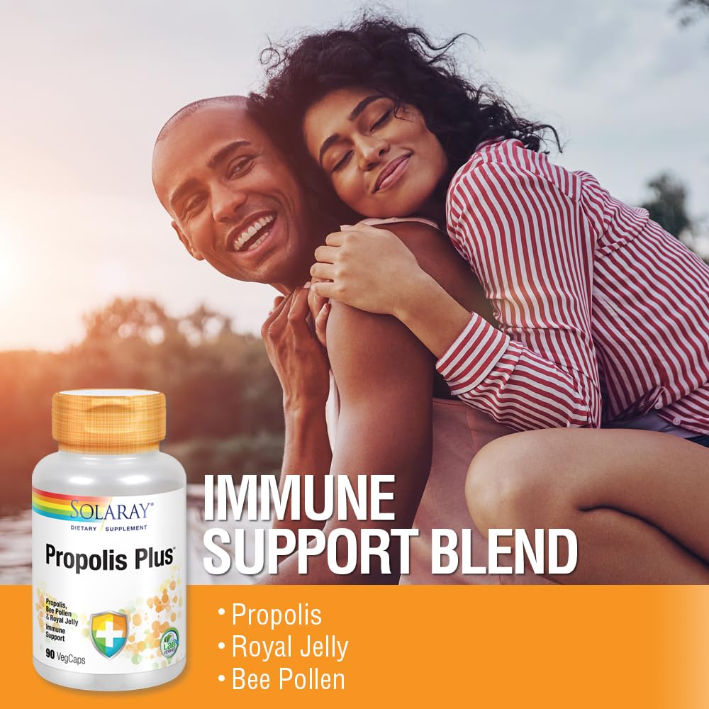 SOLARAY Propolis Plus propolis-closeup emphasizes natural resin source and coating protection.