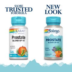 Close-up of SOLARAY Prostate Blend SP-16 capsules, ideal for on-the-go supplementation.