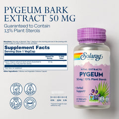 SOLARAY Pygeum bark extract capsules for urinary health.