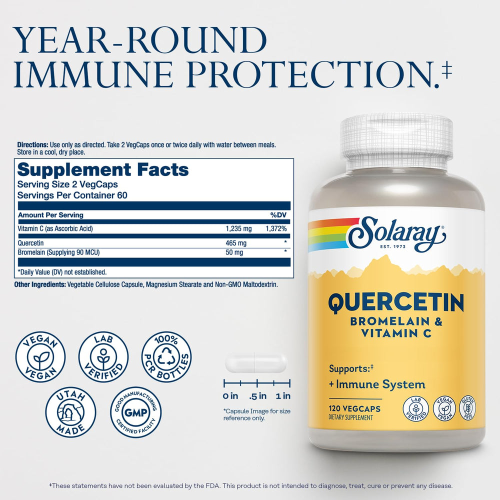 SOLARAY QBC Plex capsules ready for daily vegan, non-GMO supplementation and wellness.