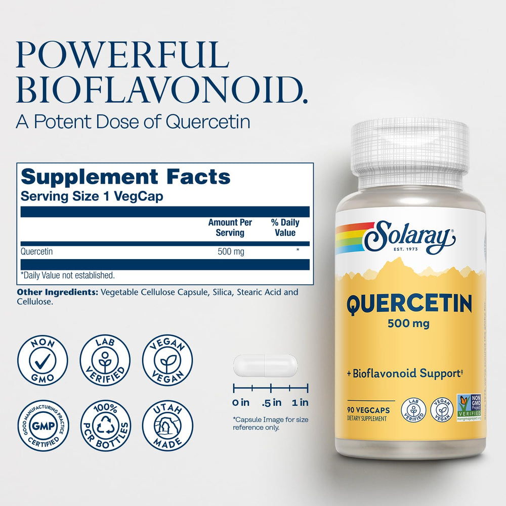 Close-up of SOLARAY Quercetin capsules for easy daily supplementation
