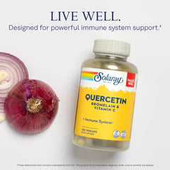 SOLARAY label highlights quercetin, bromelain, vitamin C purity for confident use.