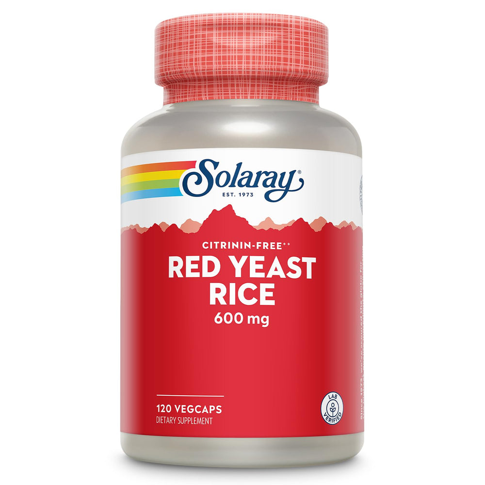 Solaray Red Yeast Rice bottle with capsules for circulatory support
