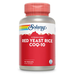 SOLARAY Red Yeast Rice bottle front view signaling heart health support.