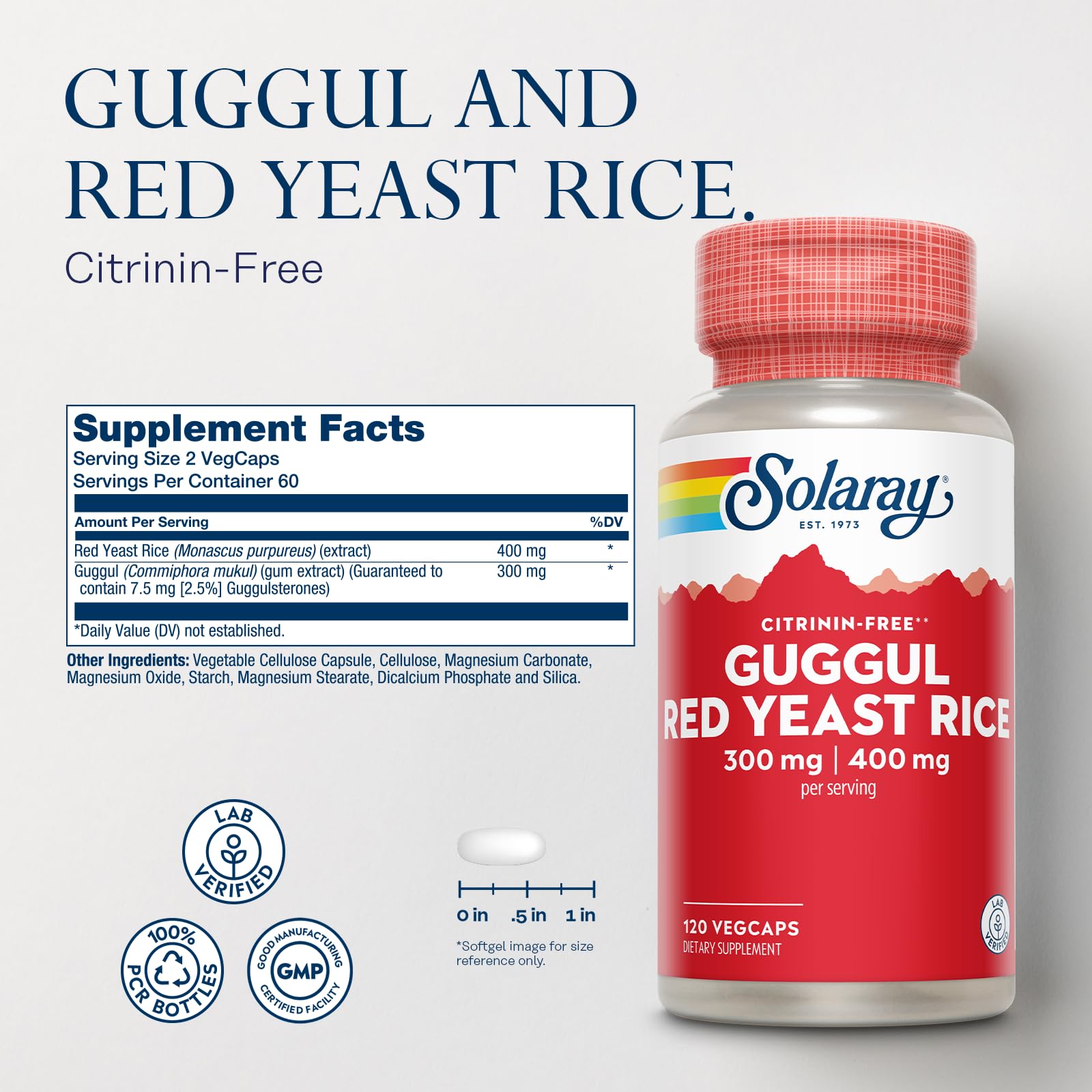 Solaray Red Yeast Rice capsules for heart health support potential