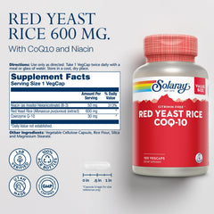 SOLARAY Red Yeast Rice CoQ10 No-Flush Niacin bottle cap for easy dosing