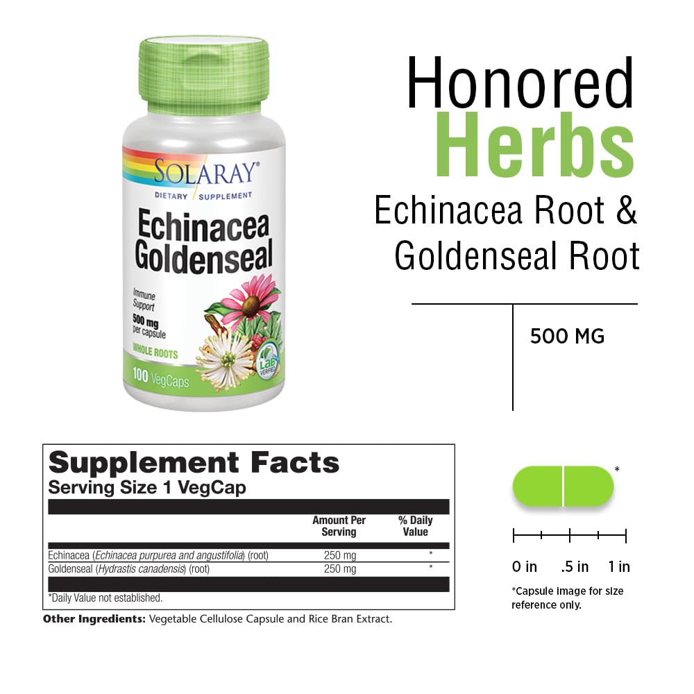 Close-up shows premium echinacea purpurea and angustifolia roots with goldenseal.