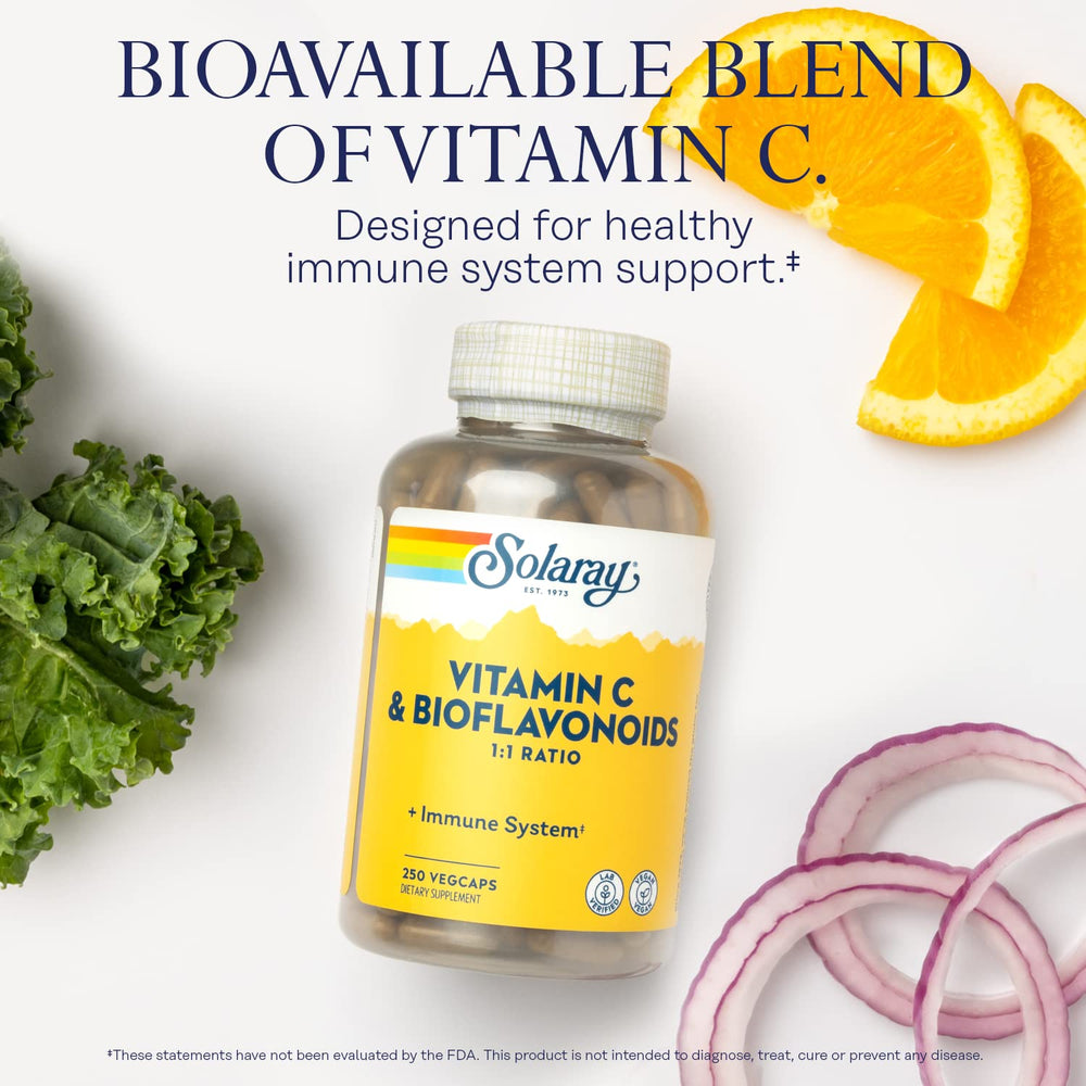 SOLARAY rose hips and acerola vitamin C capsules in natural plant-based form