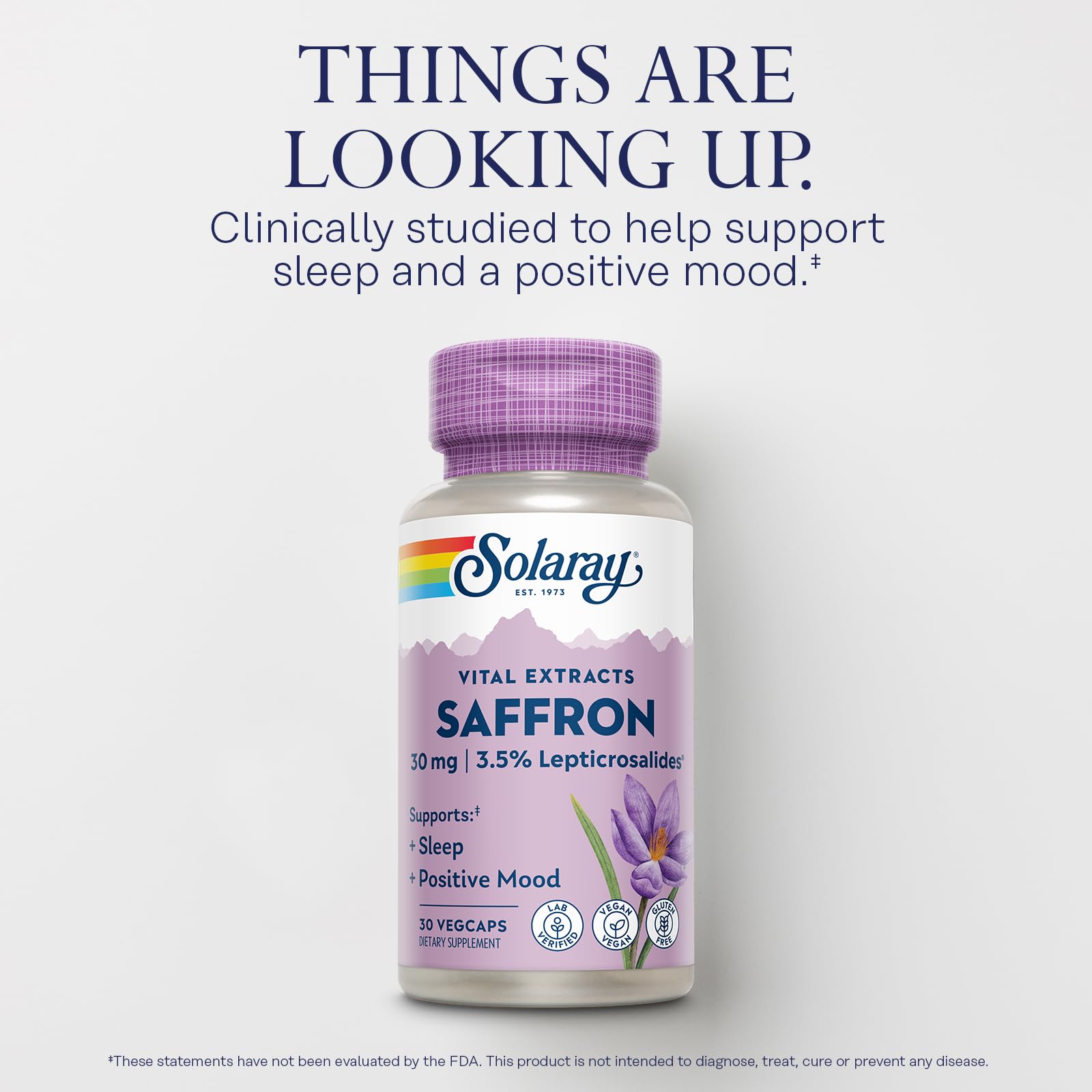 SOLARAY Saffron Extract bedtime routine image hints at restful nights.