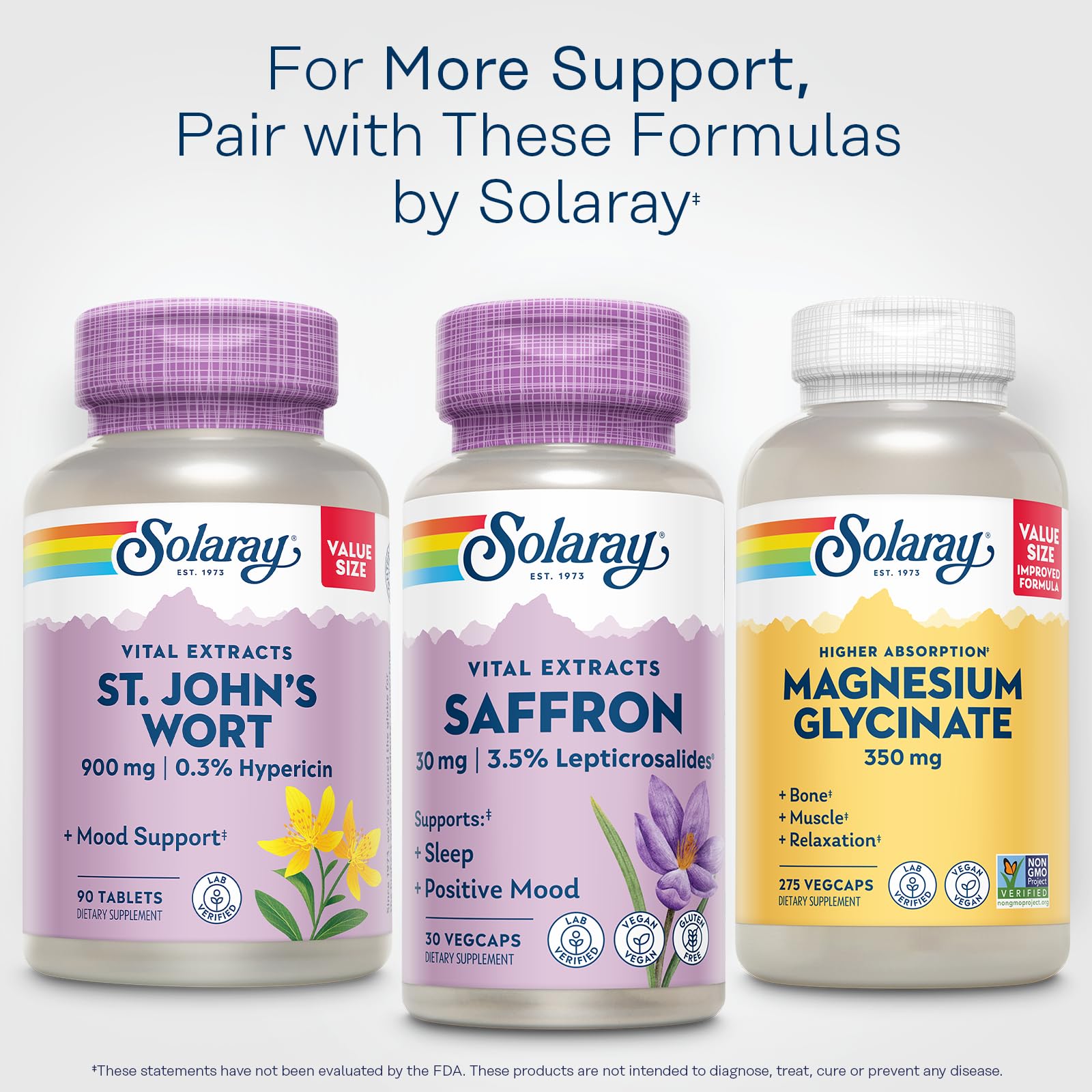SOLARAY Saffron Extract sustainable packaging highlights eco-conscious design.