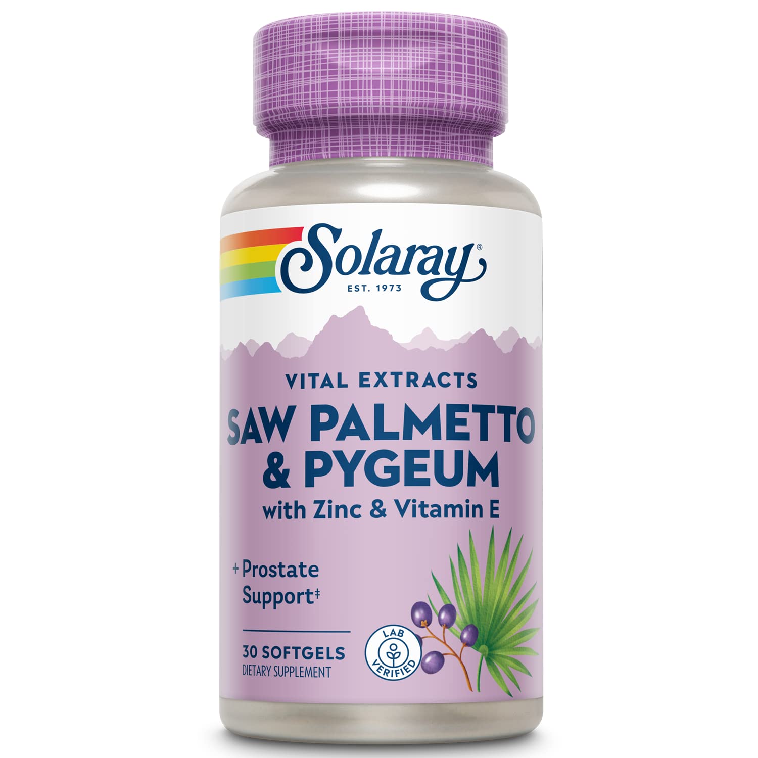 SOLARAY Saw Palmetto and Pygeum bottle – daily men's health supplement with potential urinary support