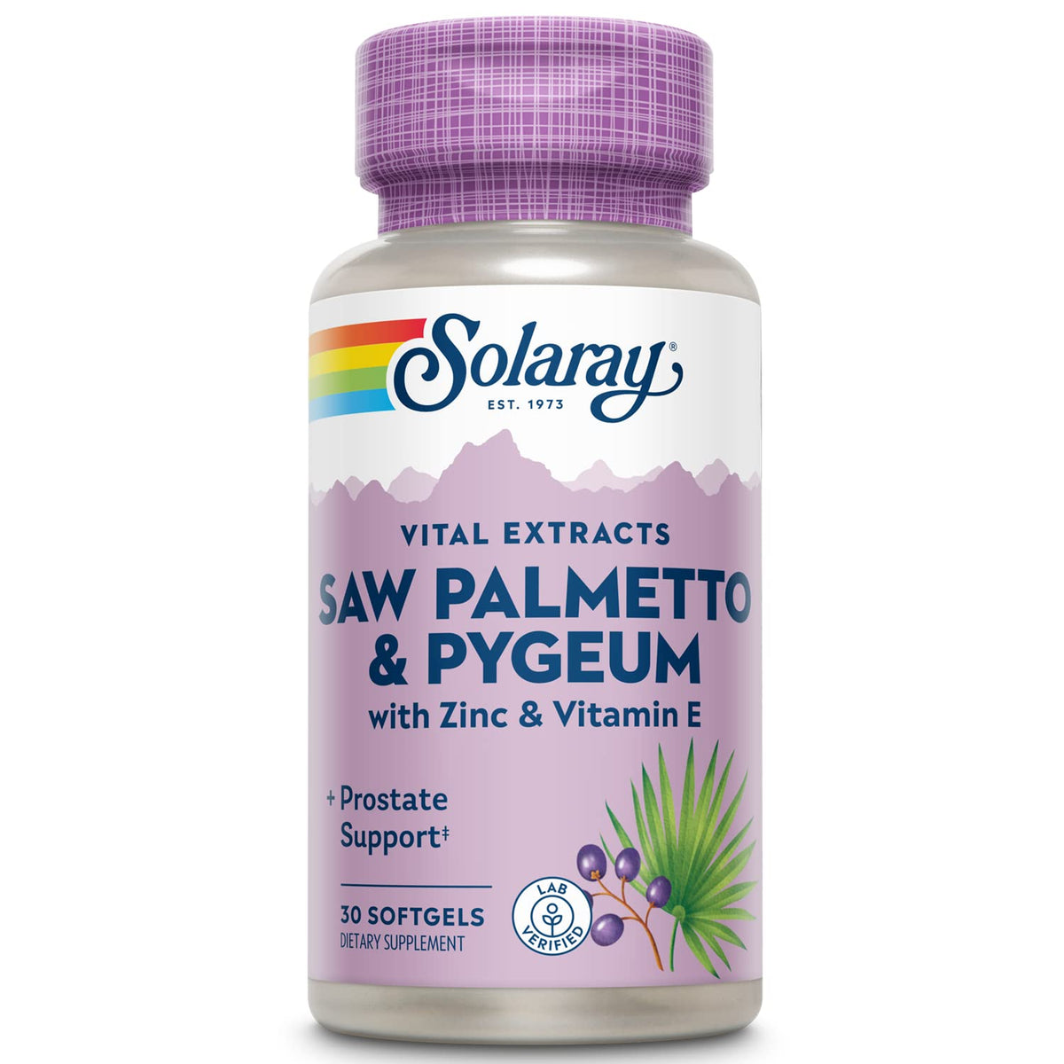 SOLARAY Saw Palmetto and Pygeum bottle – daily men's health supplement with potential urinary support