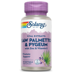 SOLARAY Saw Palmetto and Pygeum bottle – daily men's health supplement with potential urinary support