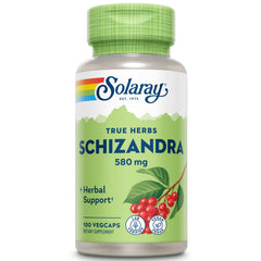 SOLARAY Schizandra Berries 580 mg bottle supports daily vitality.