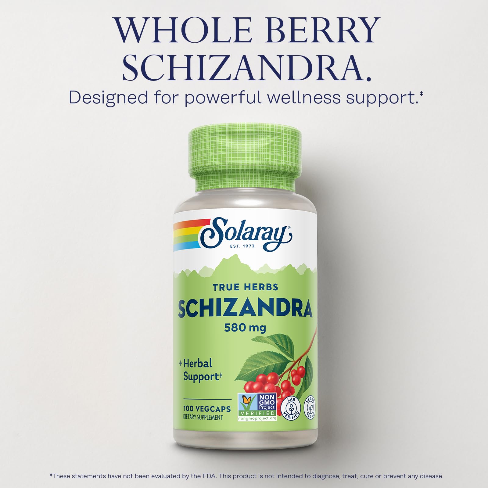 Front packaging of SOLARAY Schizandra Berries showing 580 mg content.