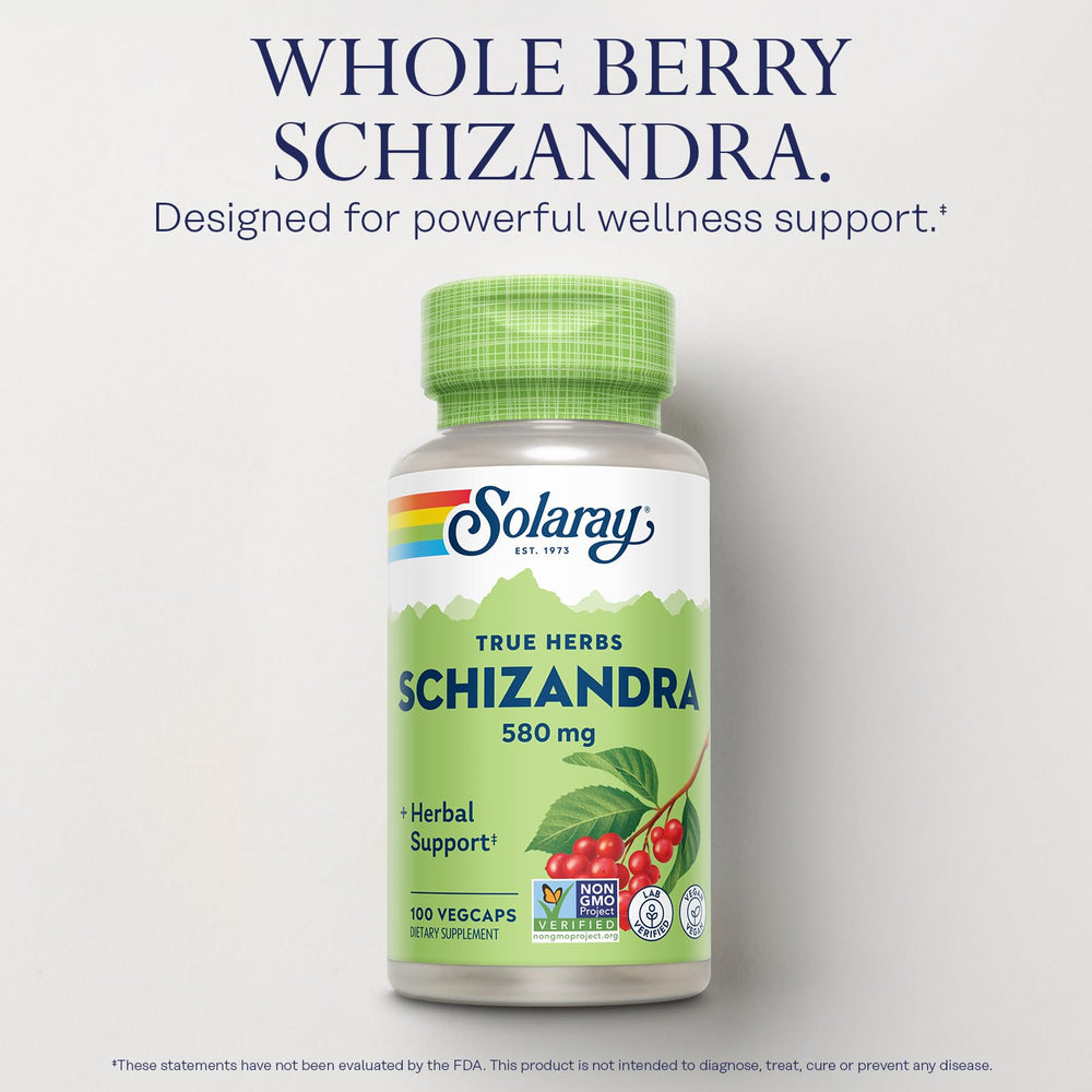 Front packaging of SOLARAY Schizandra Berries showing 580 mg content.