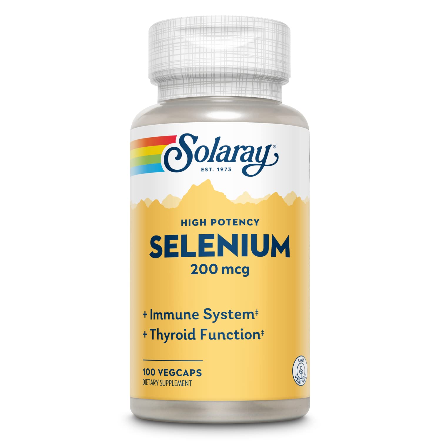 SOLARAY Selenium 200 mcg VegCap bottle showing high potency