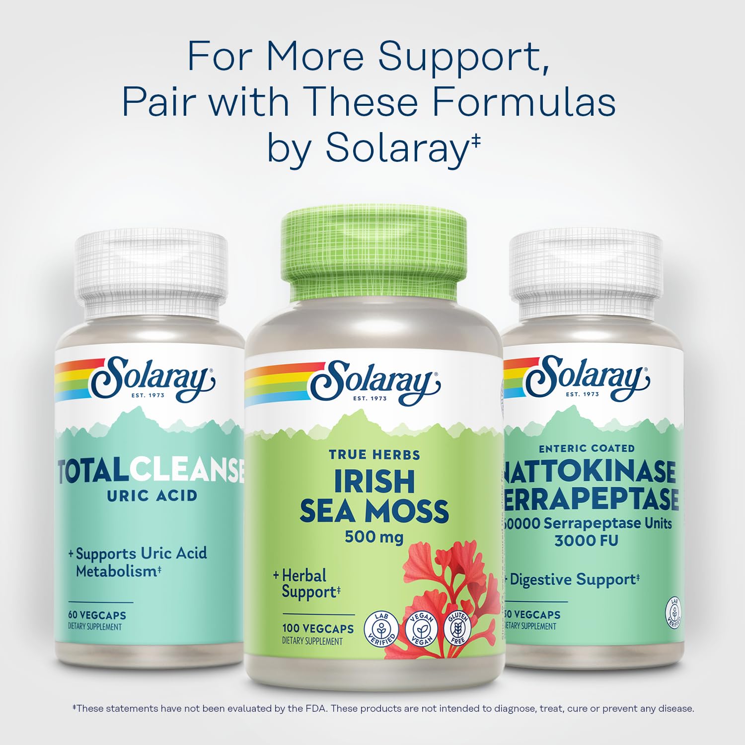 SOLARAY bottle with serving suggestions for easy daily use.