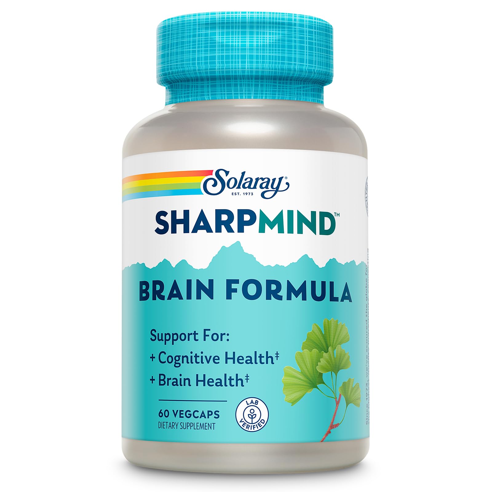 SOLARAY SharpMind bottle close-up for easy daily brain support.