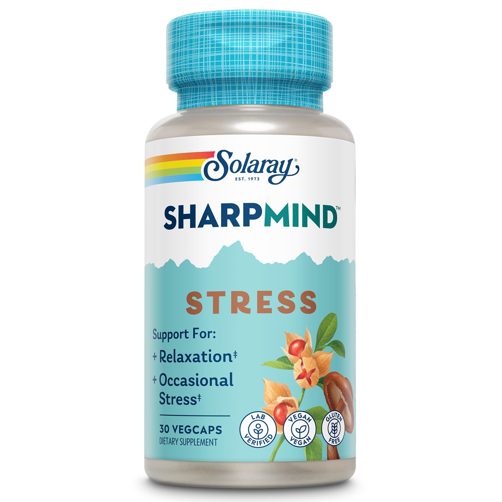SOLARAY SharpMind bottle showing eco-friendly packaging for sustainable use