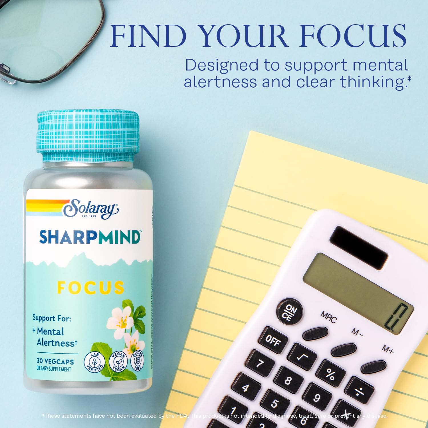 SOLARAY SharpMind Focus ingredients graphic featuring Cognizin.