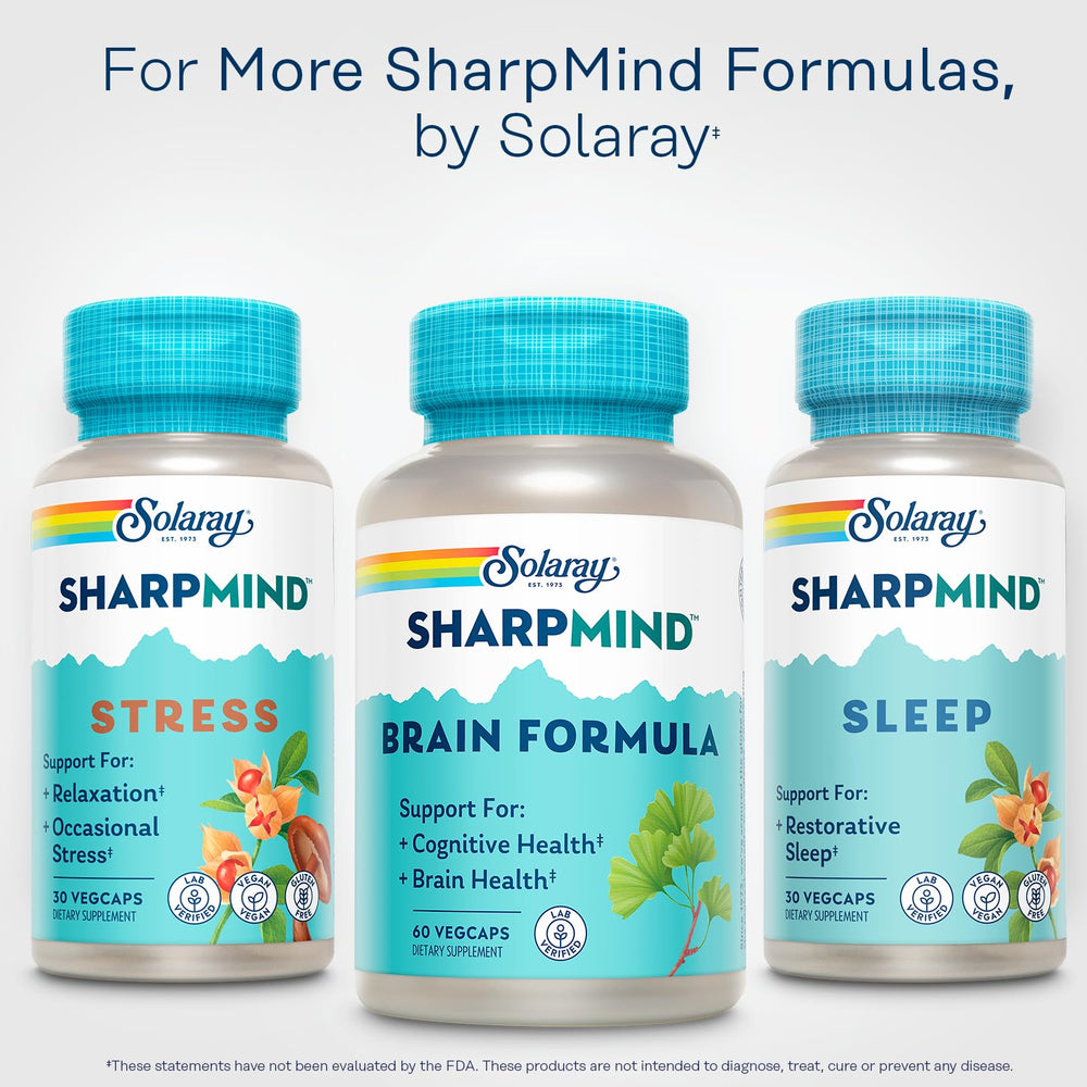 SOLARAY SharpMind lab-tested formula verified in a Utah GMP facility.