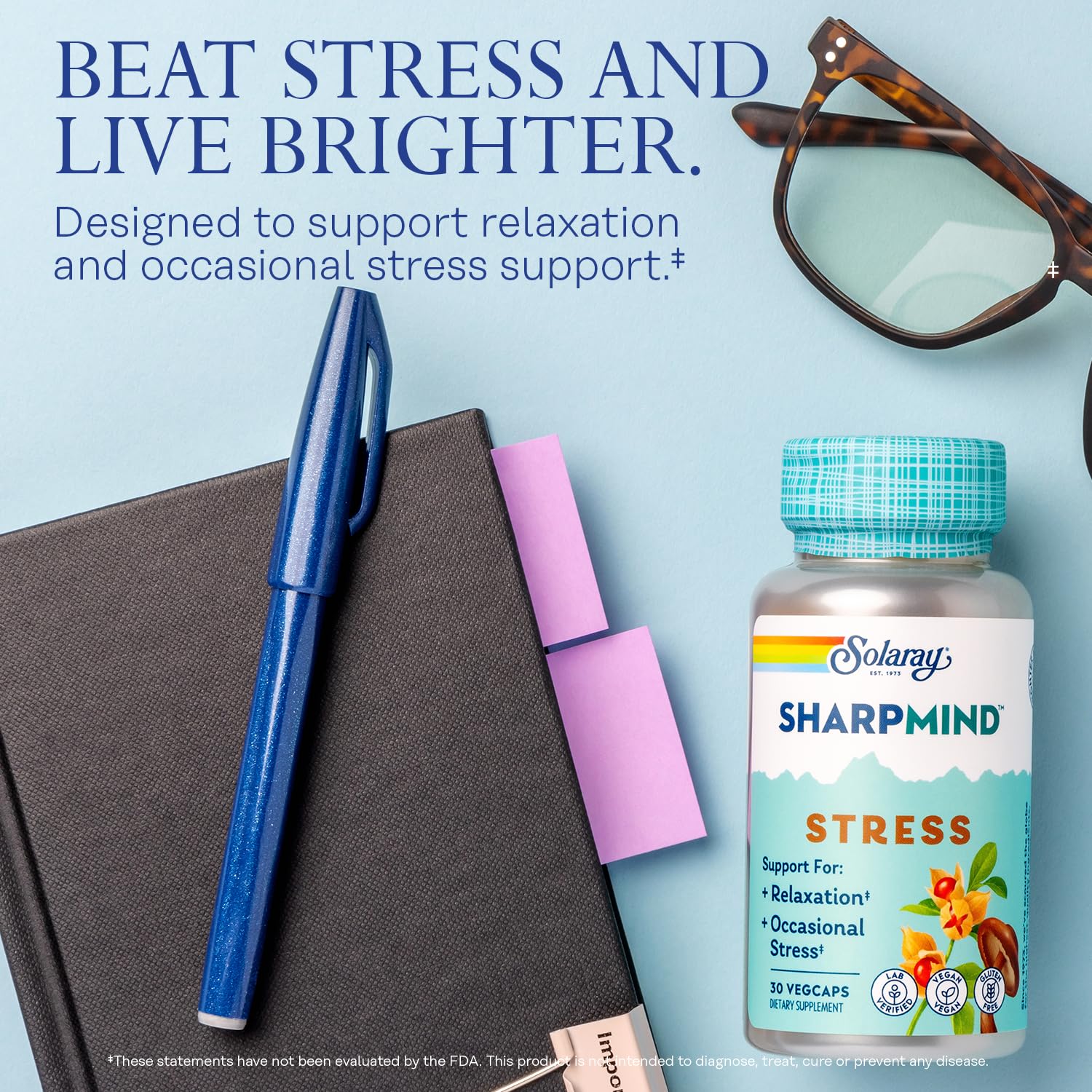 SOLARAY SharpMind serving size for daily calm and focus