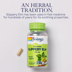 SOLARAY Slippery Elm Bark Capsules inside vegan capsules ready to take