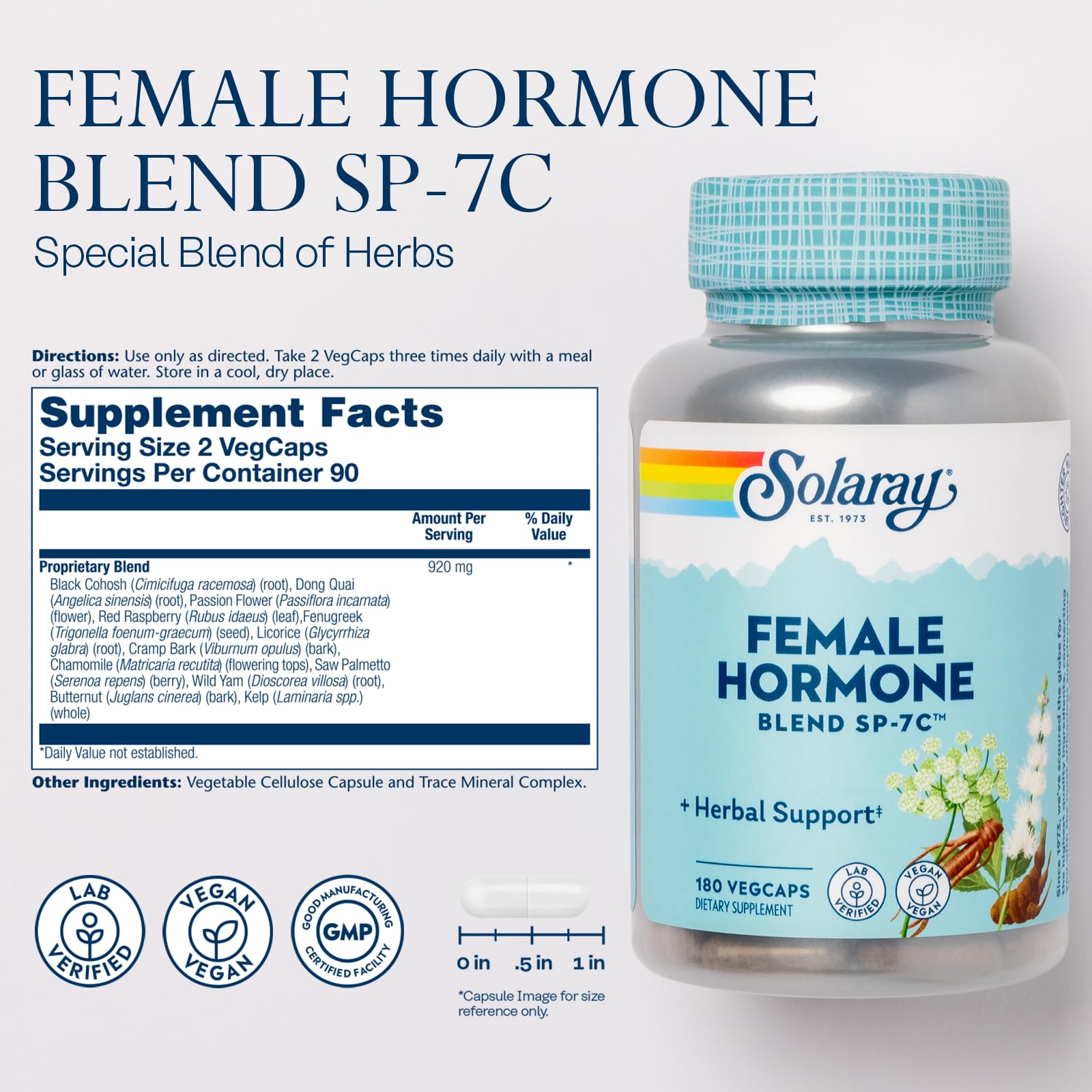 SOLARAY SP-7C packaging box and bottle arranged on a neutral surface.
