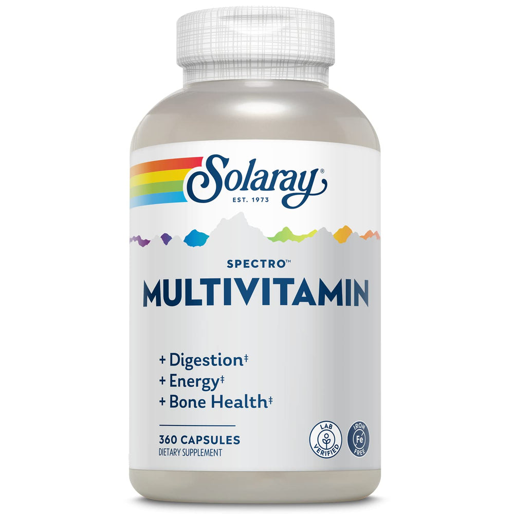 SOLARAY Spectro Multivitamin bottle front showing energy and immune support.